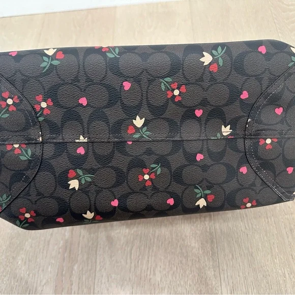 Coach Floral Tote in Brown and Red - Picture 4 of 4